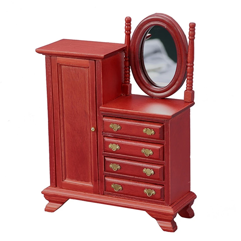 

1/12 Scale Doll House Miniature Sitting Room Dressing Table With Chest Of Drawers For Doll House Decor Accessories