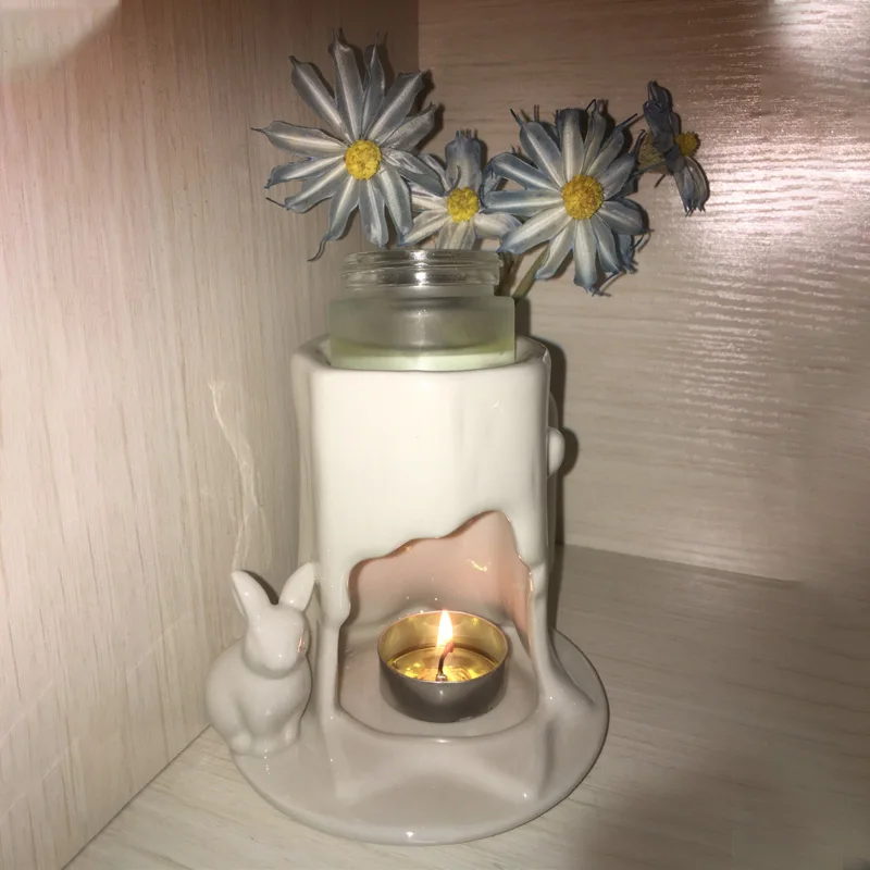 

Симпатичный кролик пень ароматерапия печи подсвечник керамические изделия свадебный подсвечник Европейский стиль домашние аксессуары Подарки