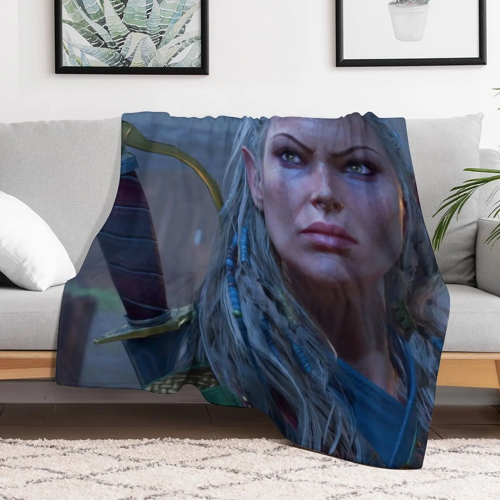 Фото Плед Jaheira Half Elf Fighter Druid Adventurer, готовый к битве, прочный, мягкий, плюшевый плед для ежедневного использования №2