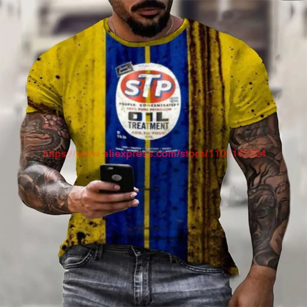 

European And American Retro Style Stp Printing Men's Short-sleeved T-shirt Casual Top Summer All-match T-shirt Fashion Harajuku