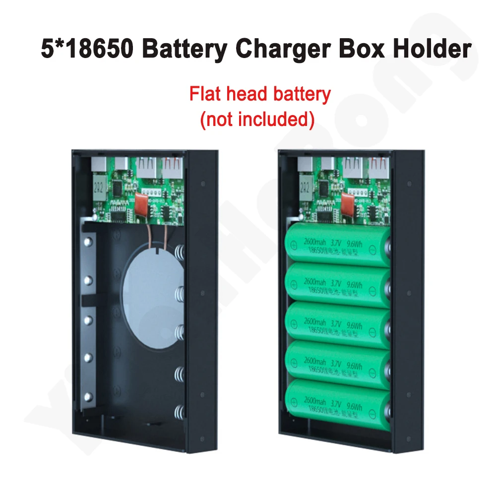 Внешний аккумулятор QC 3 0 PD 5*18650 с двумя USB-портами |