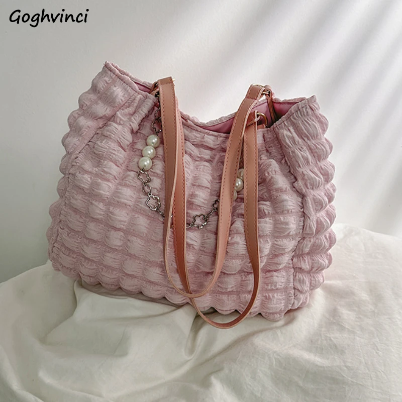 

Women Tote Bags Big Capacity Shopping Minimalist Korean Fashion Temper Underarm Commuter Office Lady 3-Colors Girlish Hipster