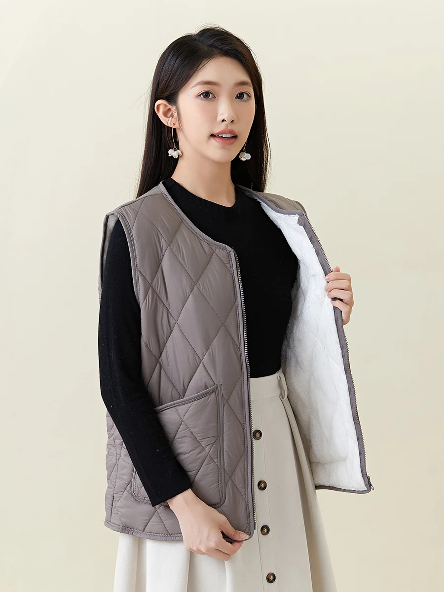 Жилет на флисовой подкладке женский пуховый хлопковый жилет молнии для среднего