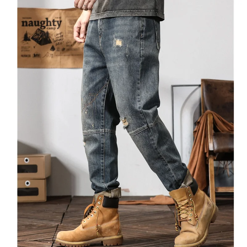 Men Clothing Straight Loose Cylinder Jeans Vintage Simplicity Comfortable Blue Large Harun Trousers Women 2022 Autumn and Winter