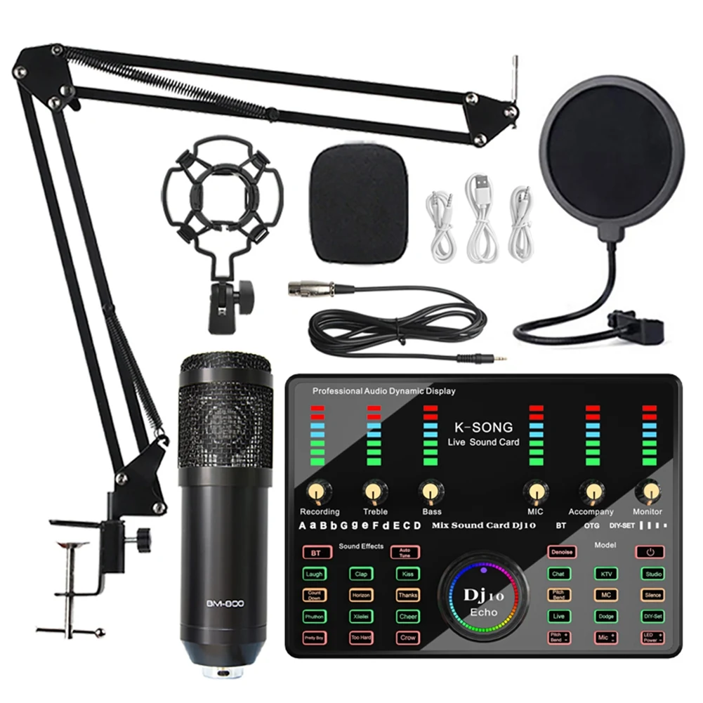 

Набор звуковых карт DJ BM800, Студийный конденсаторный микрофон для караоке, подкастов, записи в прямом эфире-C