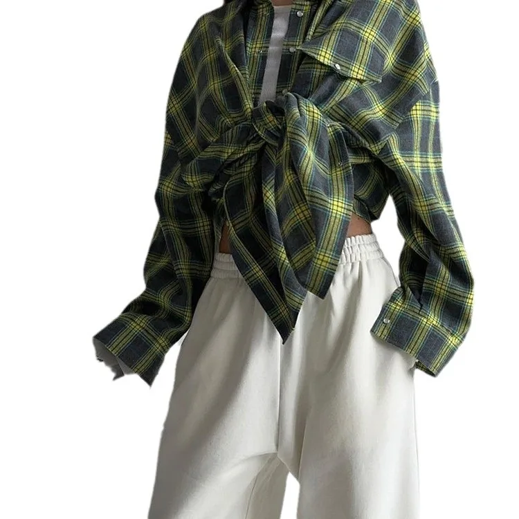 Винтажная рубашка с клетчатым принтом