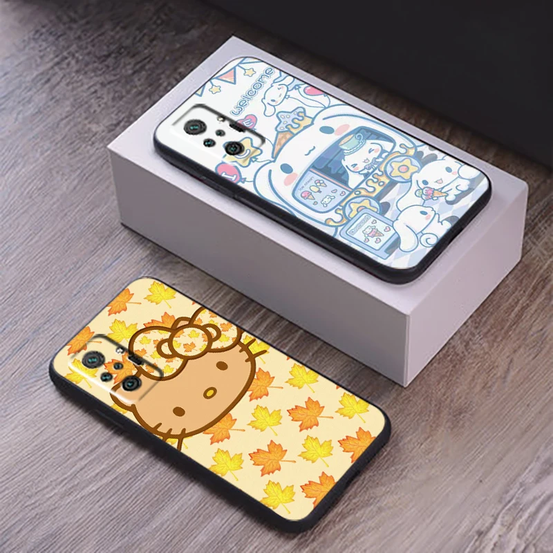 

Hello Kitty Phone Case For Xiaomi Redmi 9 9T 9i 9AT 9A 9C 10S 10T 10 Pro MAX 5G Liquid Silicon Funda Carcasa Coque
