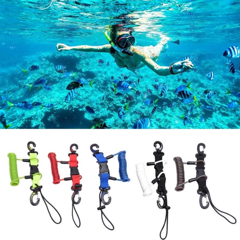 

Anti-Lost Lanyard Coiled Rope with Clips & Quick Release Buckle for Underwater