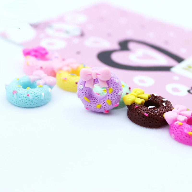 

10pcs Resin Kawaii Diy Donuts Crafts Accessories Materials Kawaii Scrapbooking Items Fake Food Cabochons Flatback Embellishment