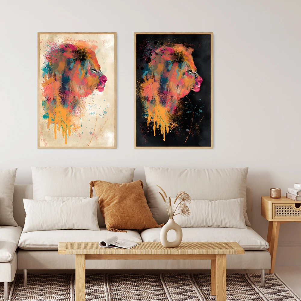 

Colorful Graffiti Lion Paintings Print Wall Art Canvas Poster Modern Abstract Animal Pictures for Living Room Home Decor Cuadros