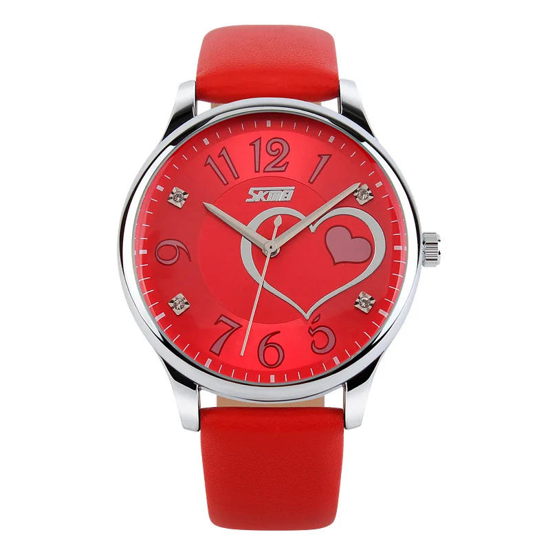 

Skmei Genuine Belt Women's Watch European and American Trendy Cute Student Fashion Watch Waterproof Diamond Quartz Watch 9085