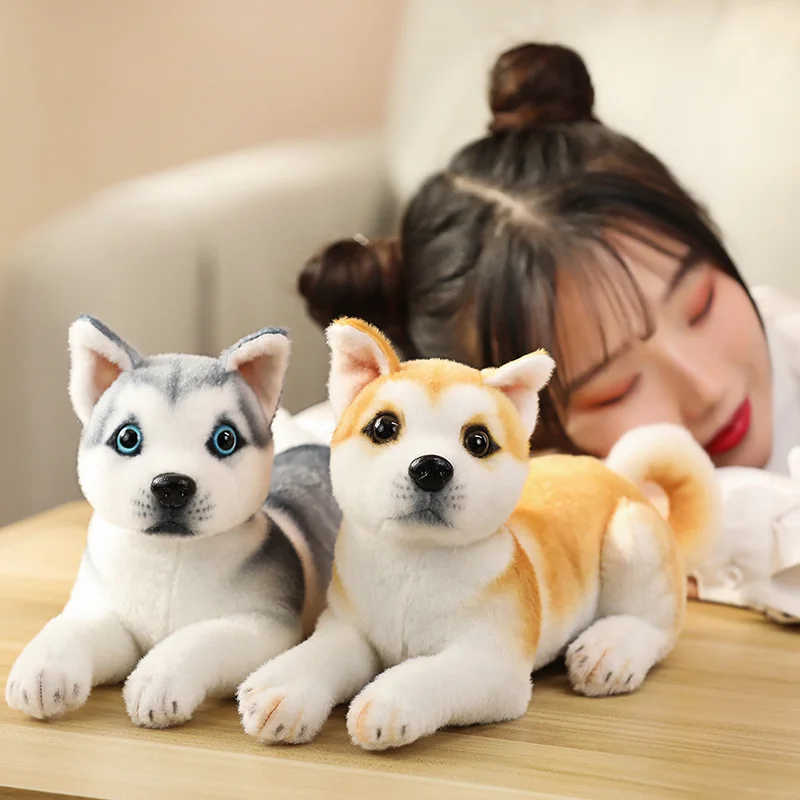 

New Arrive Kawaii Anime Simulation Fluffy Dog Plush Toys Stuffed Lifelike Dog Doll Kids Nice Gifts Home Car Decoration