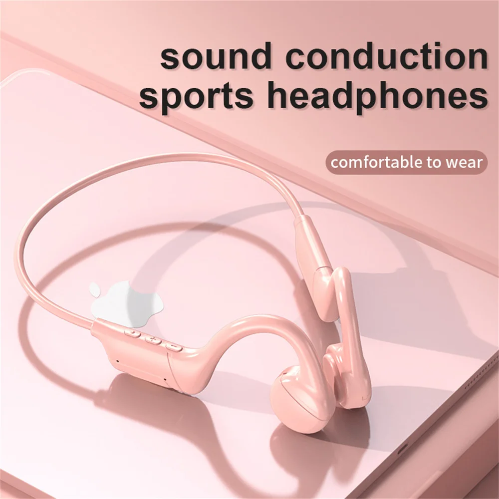 

Lightweight Ear-hanging Wireless Heaphone Pink Wireless Headphones Noise Reduction Low Delay Air Conduction Eardphones With Mic