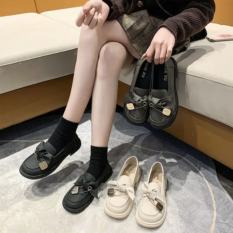 

2023 демисезонные туфли с бантом, маленькие кожаные туфли