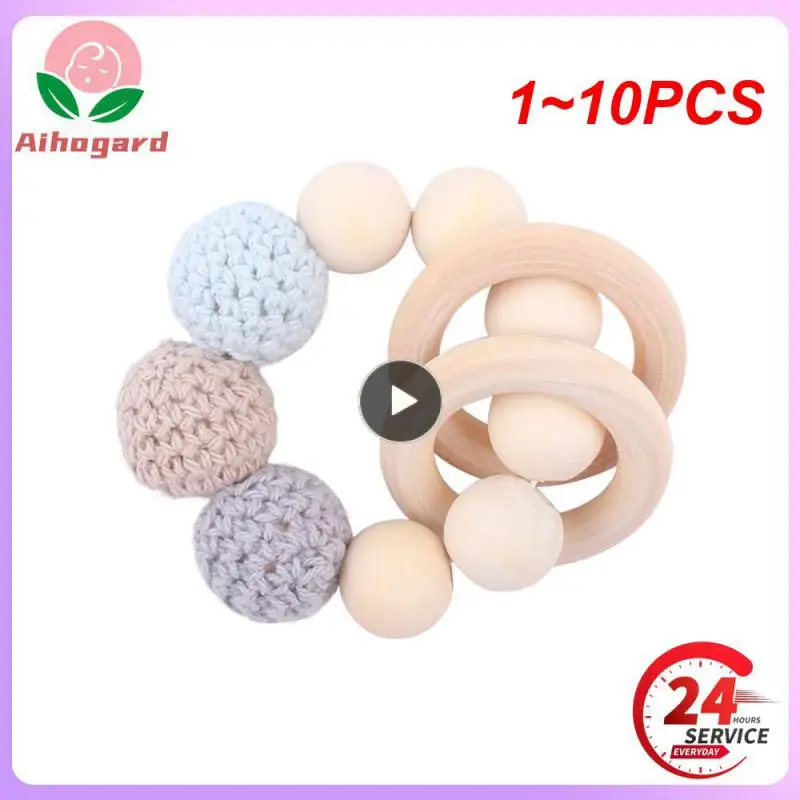 

1~10PCS Baby Pacifier Clip Wooden Teethers Bracelet Set Silicone Beads Babies Soothe Nipple Teething Toys Anti-lost Chain