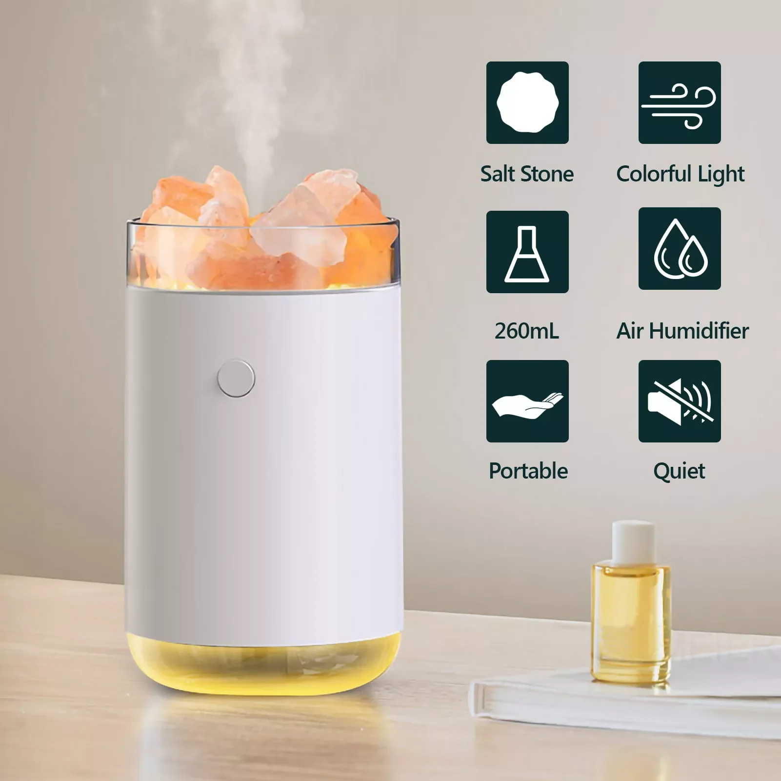 Crystal Aromatherapy Humidifier USB Aroma Essential Oil Diffuser Air Humidificador with Atmosphere Lamp Home
