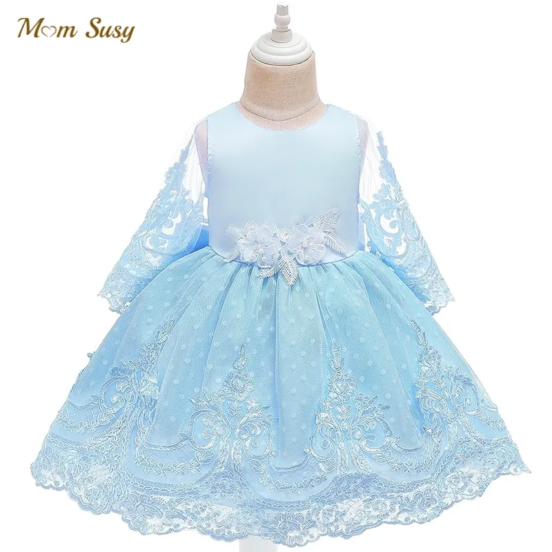 

Baby Girl Princess Lace Floral Tutu Dress Long Sleeve Infant Toddler Vintage Vestido Party Pageant Birthday Baby Clothes 1-5Y