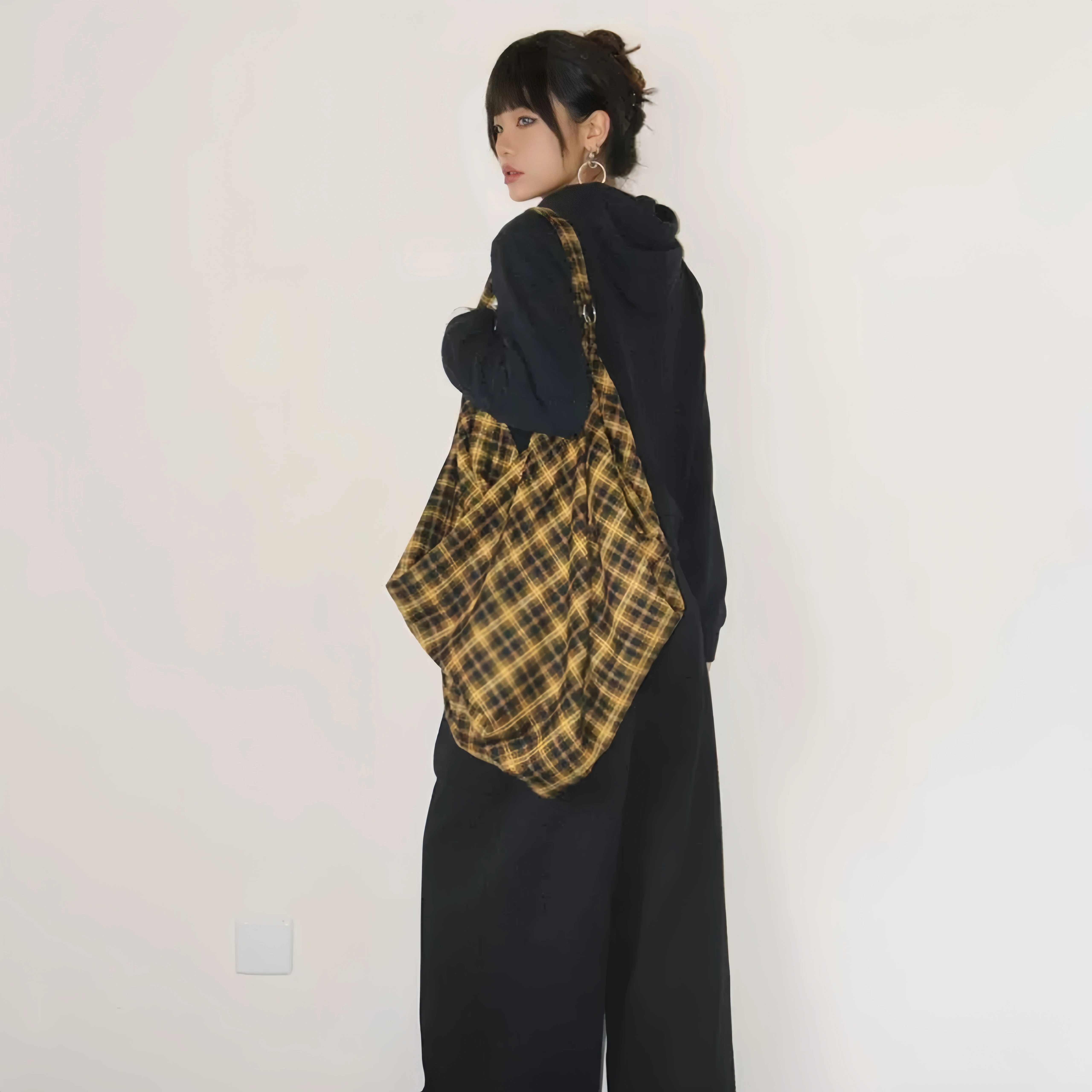 Винтажный клетчатый вместительный рюкзак через плечо модная повседневная