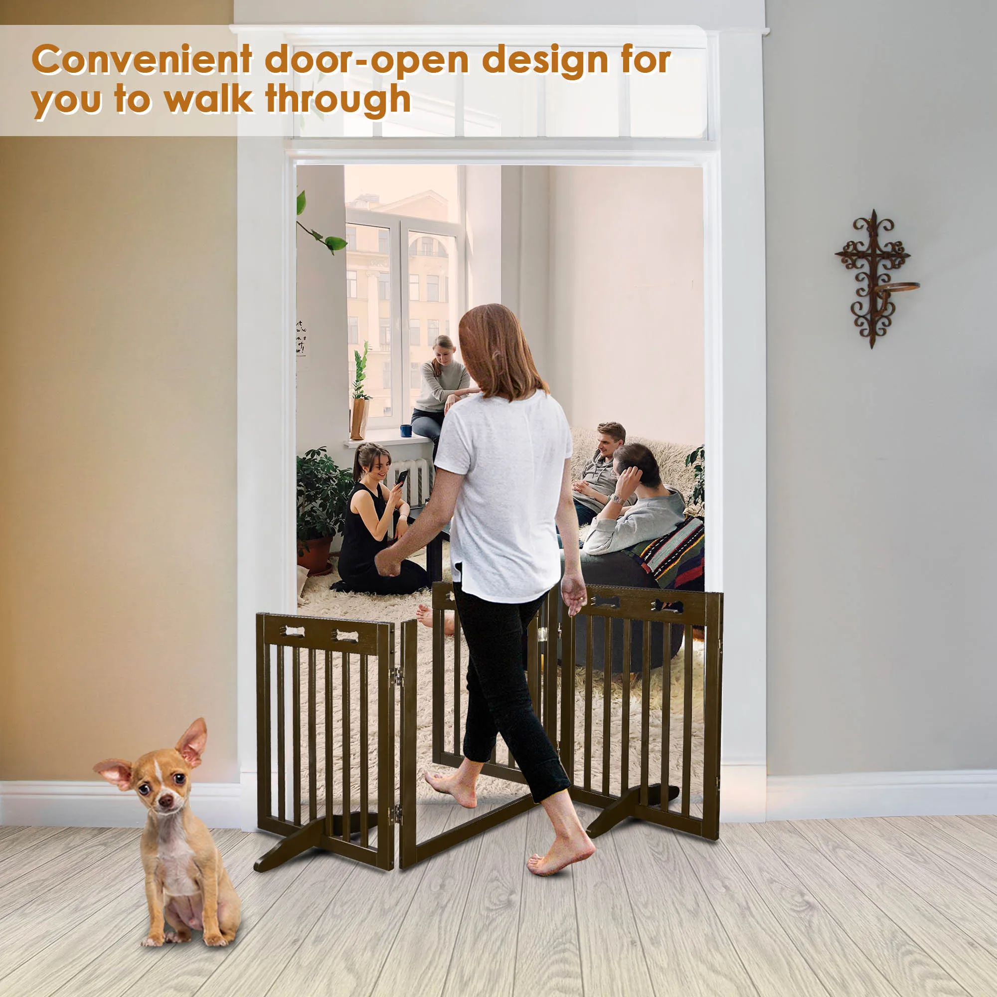 Yescom 60 &quotx 24&quot 3 панельные складные ворота для питомцев деревянные собак детские