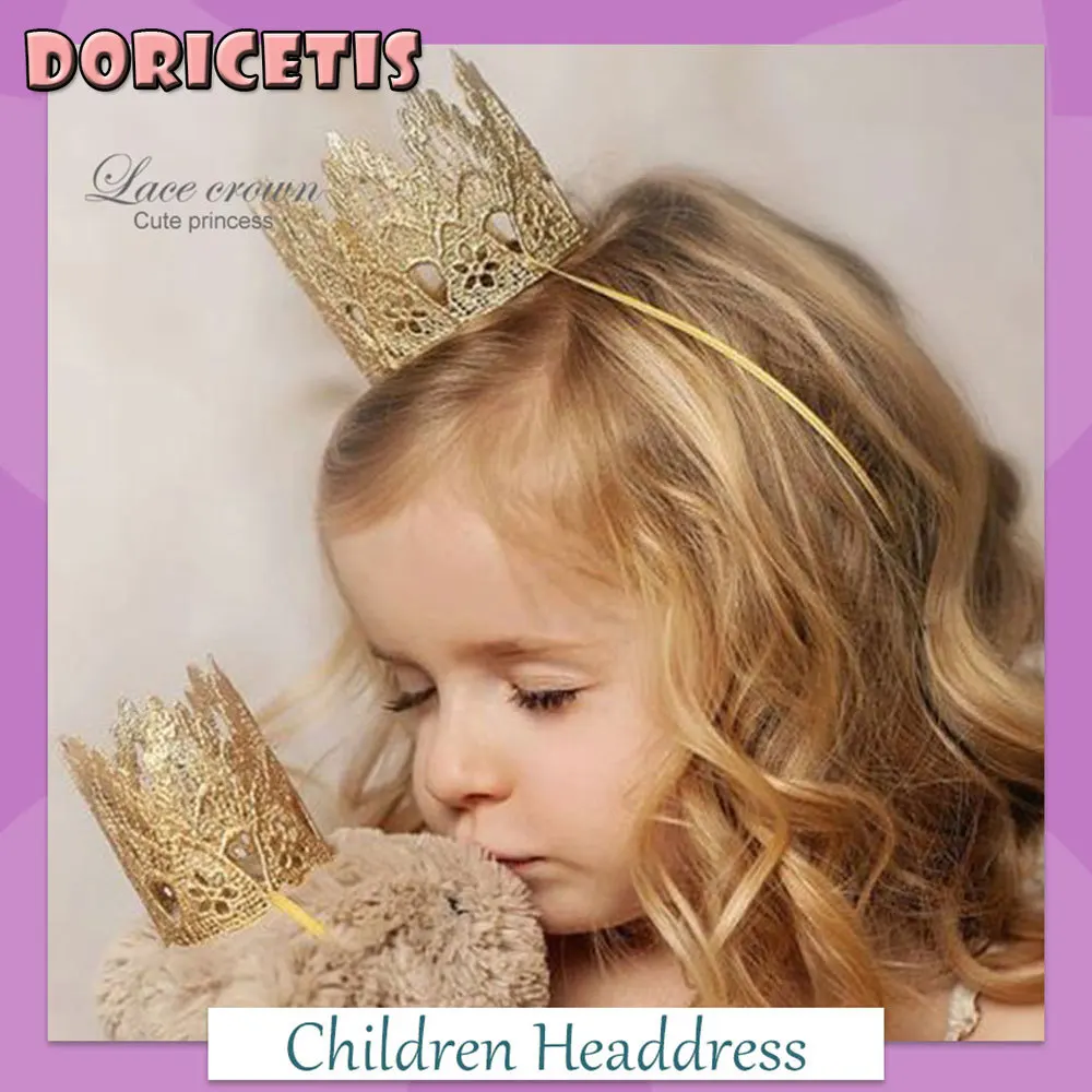 

Детский головной убор однотонный кружевной головной убор с вырезами головной убор для маленькой девочки на день рождения фотография голов...