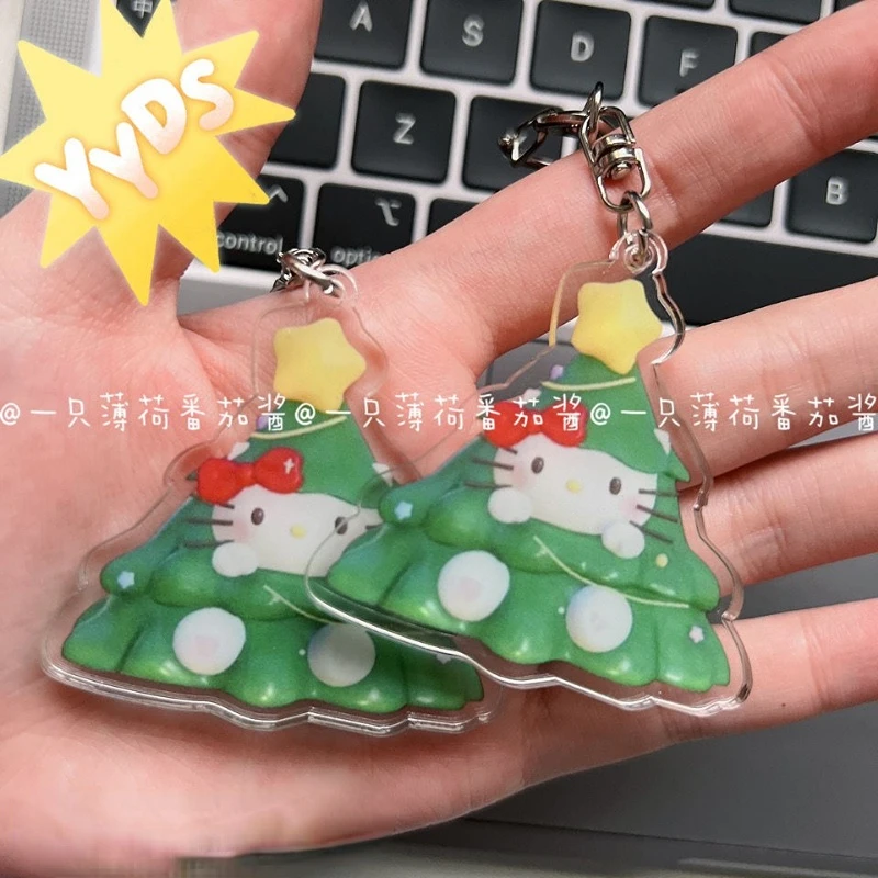 

Sanrio мультфильм Hello Kitty Рождественская елка КТ Кот Ключ Пряжка кулон очаровательные украшения Рождественские подарки для детей