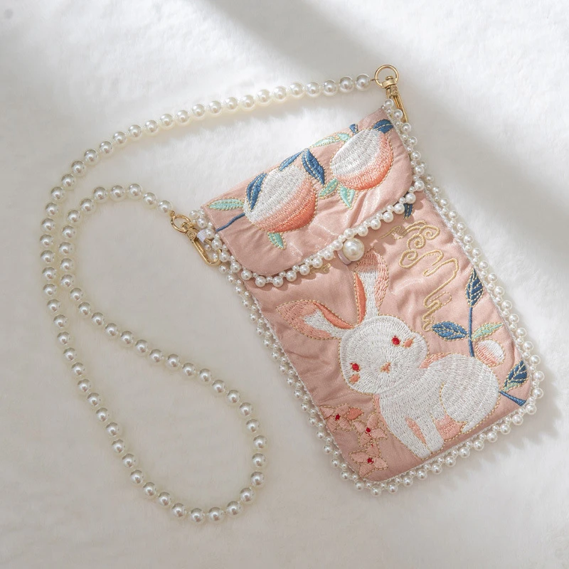 

Women Bag Female Shoulder Messenger Embroidered Retro Tassel Pearl Chain Shopping Bag Phone Wallet Card Case Hanfu Bags for Girl