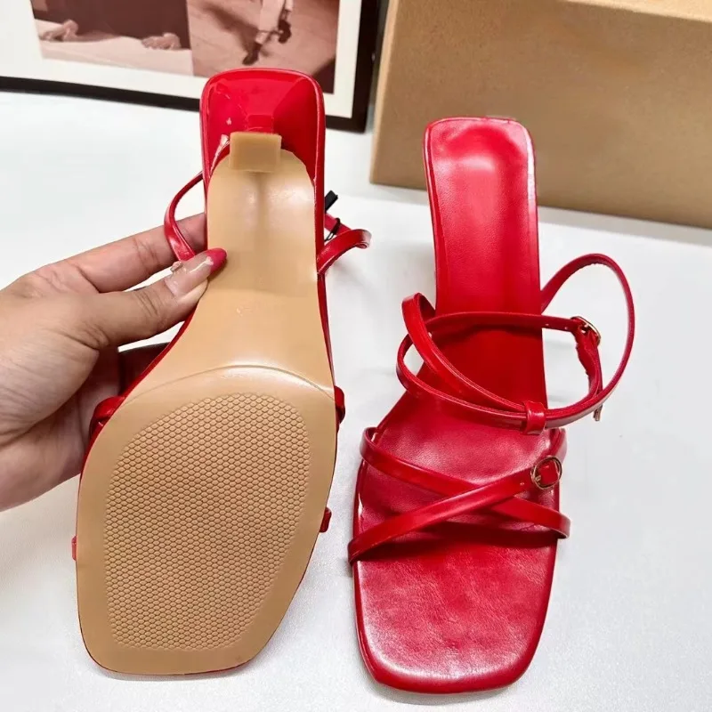 Роскошные дизайнерские женские летние сандалии на высоком каблуке ремешок