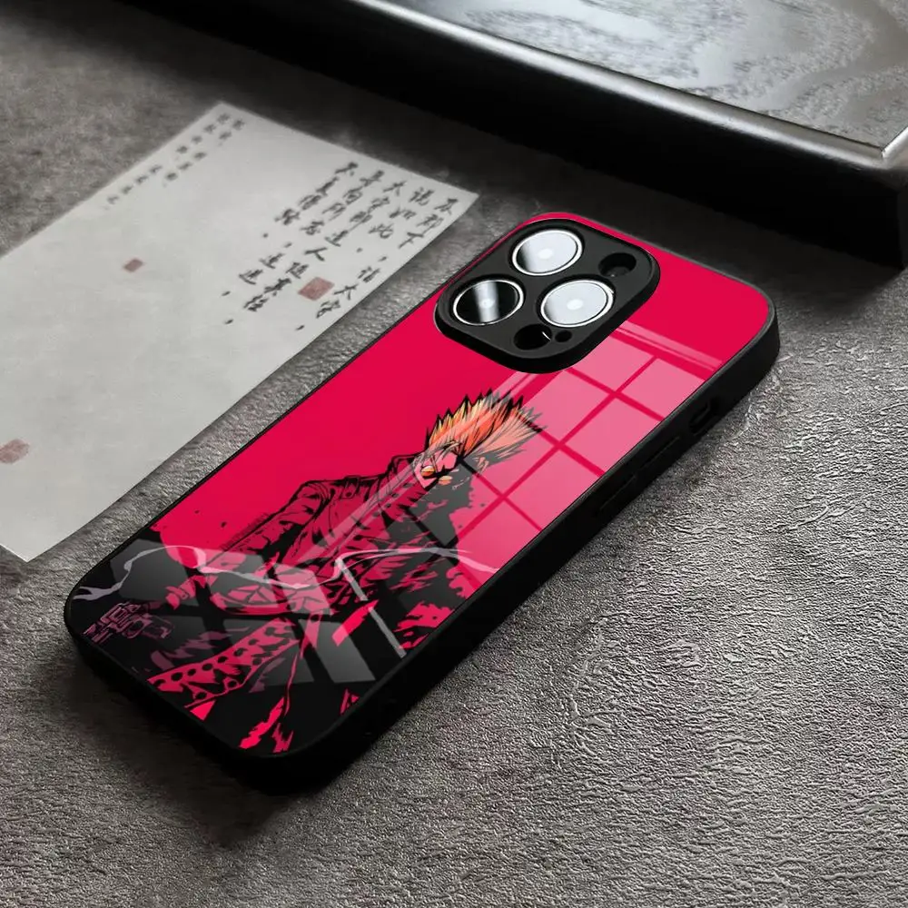 Фото Чехол для телефона TRIGUN STAMPEDE в стиле аниме для iPhone 15 Pro Max, 14 Plus, 17 Pro Max, 12, 11, 13, X, XR, XS, 16 Plus, Air, SE, стеклянная накладка. №4