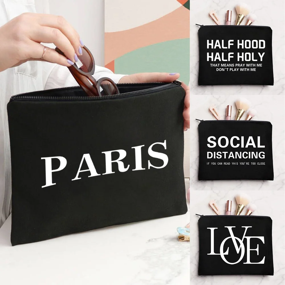 

Printing Multifunction Travel Makeup Bag Women Storage Cases Carrying Belt Linen Coin Purse Girl Pencil Cover Tote Cosmetic Bags