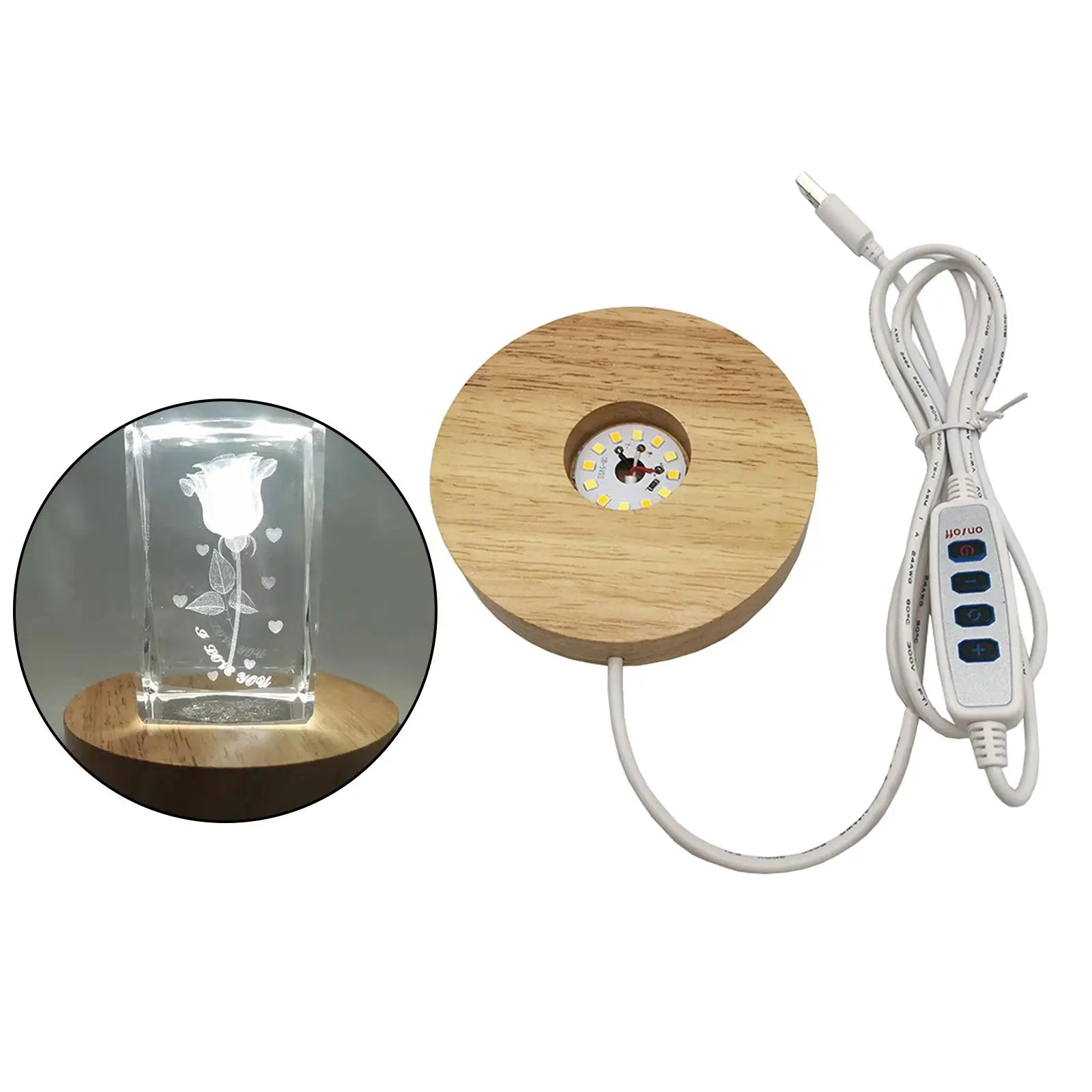 

3 Colors Adjustable Wooden LED Light Base Plate for Romantic