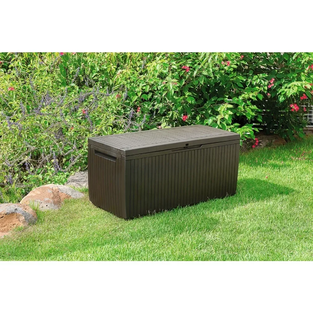 

Springwood 80 Gallon Resin Outdoor Storage Box For Patio Furniture Cushions, Pool Toys, And Garden Tools With Handles, Brown