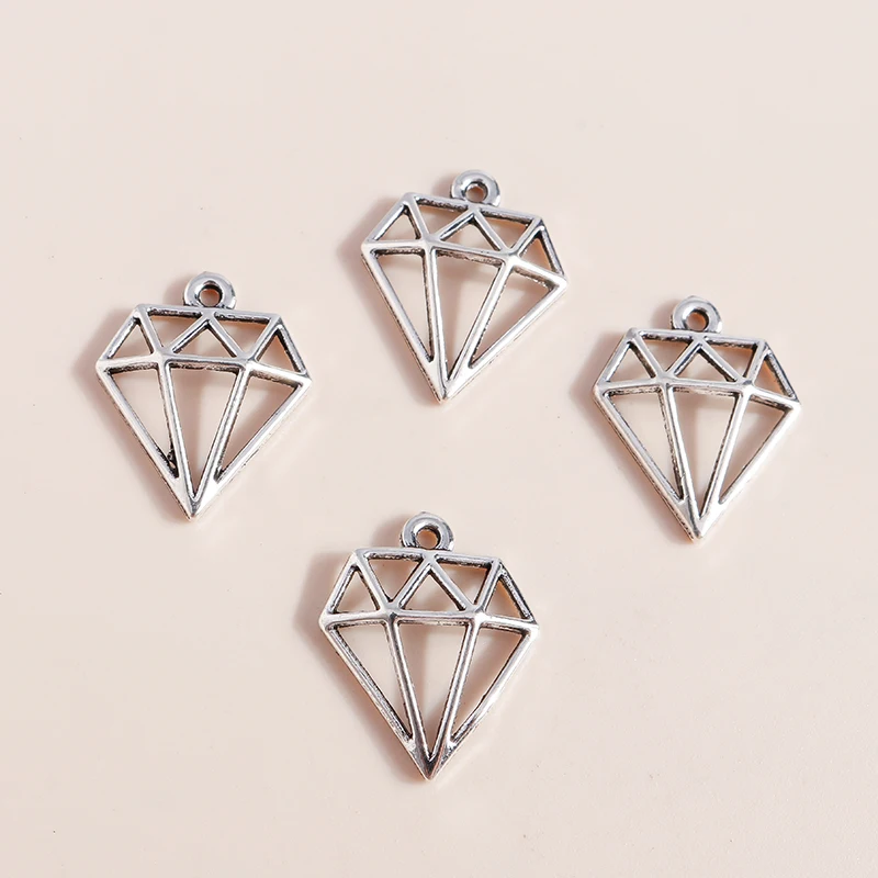 Leslie 50 шт. 16x19 мм простые полые подвески в форме драгоценных камней для браслета