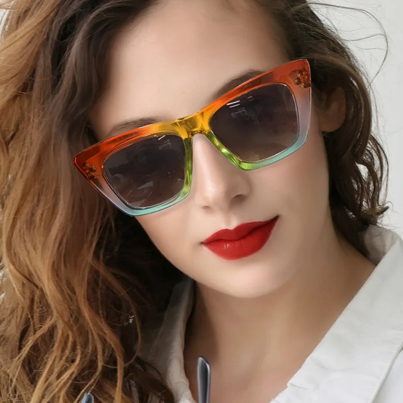 

Fashion Ladies Sunglasses Color Frame Cat Eye Sunglasses Female Street Shooting Versatile Sunshade Mirror UV400