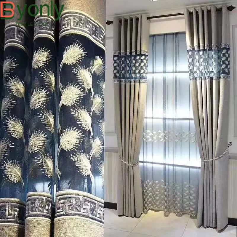 

European Style Cashmere Hollow Embroidered Curtain Fabric Bedroom Living Room Villa Shading Curtain Custom