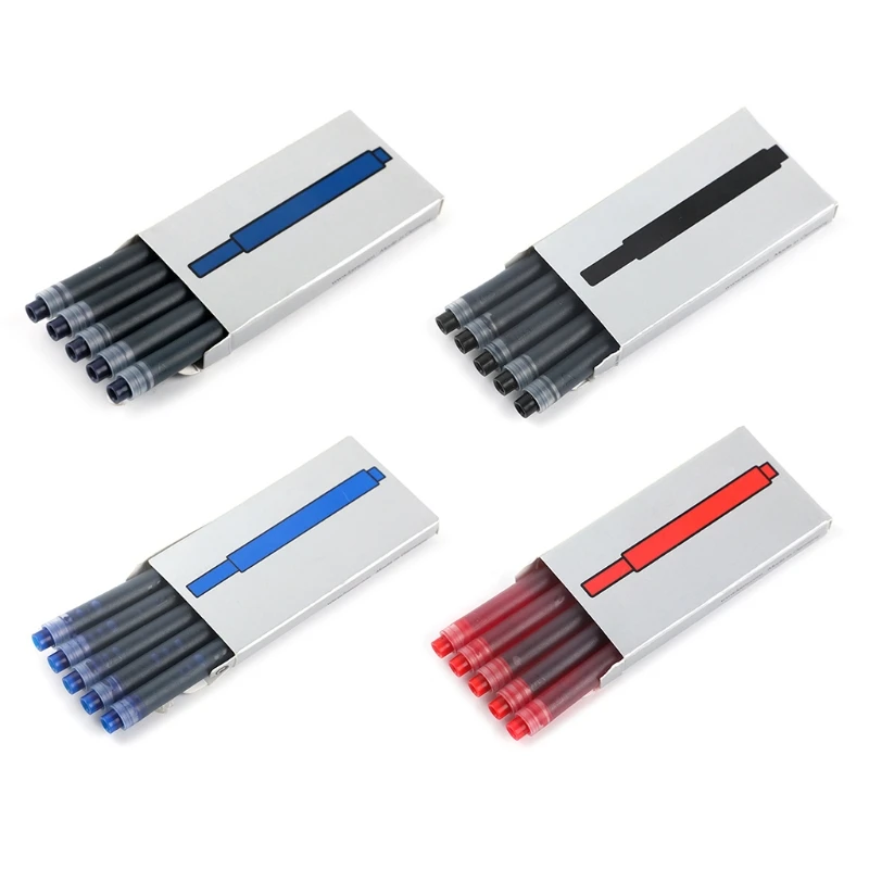 

5 Pieces Universal Ink Sac Replacement Refill Refill Ink Cartridge for Pen Black/Blue/Black Blue/Red for Student Travel