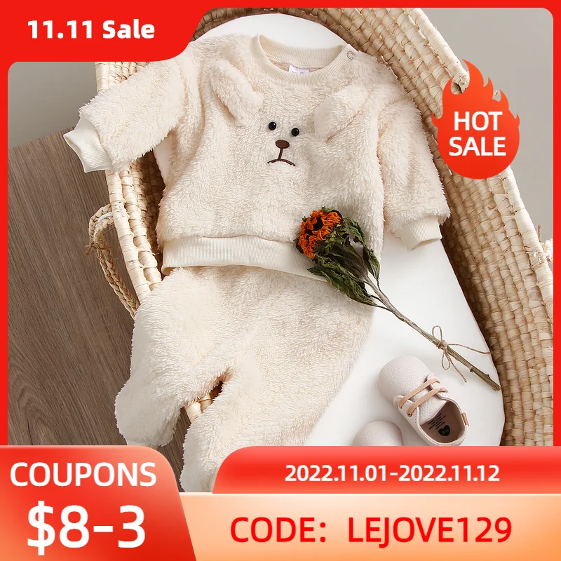 

Winter Baby Boys Clothing Sets Children Thicken Sweatshirt Kids Clothes Girls Solid Cotton Long Sleeve Pullover Tops+ Pant Suits