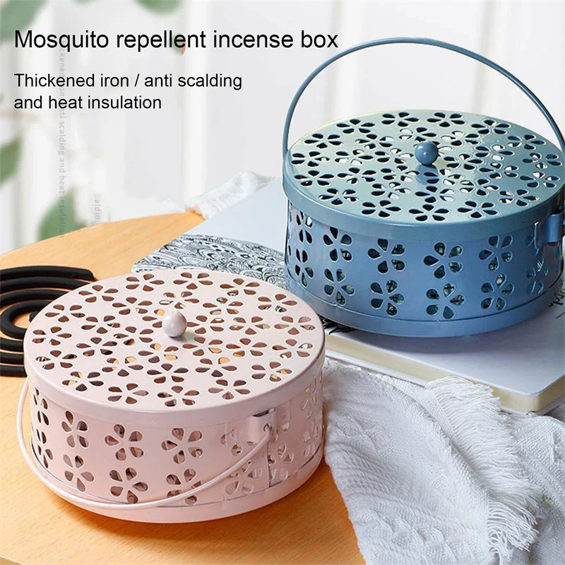 

Nordic Retro Metal Hollow Floral Mosquito Coil Holder Garden Burner Insect Repellent Box Mosquito Repellent
