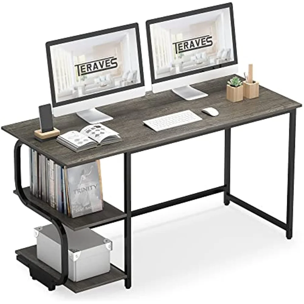 

Двусторонний компьютерный стол для небольших помещений, маленький стол с полками, игровой офисный стол 55 дюймов, стол для спальни, для дома и офиса