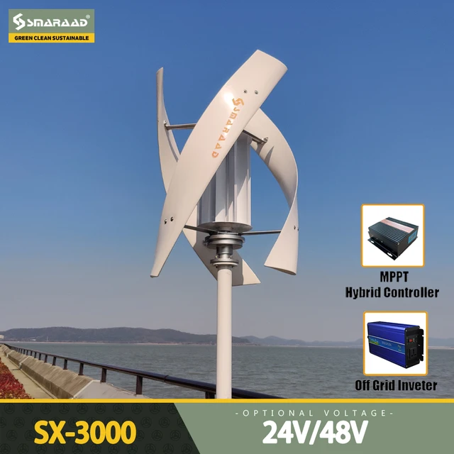 Vertical axis maglev wind turbine generator 1000w 2000w 3000w 24v 48v 3 blades free energy for homeuse windmills low rpm