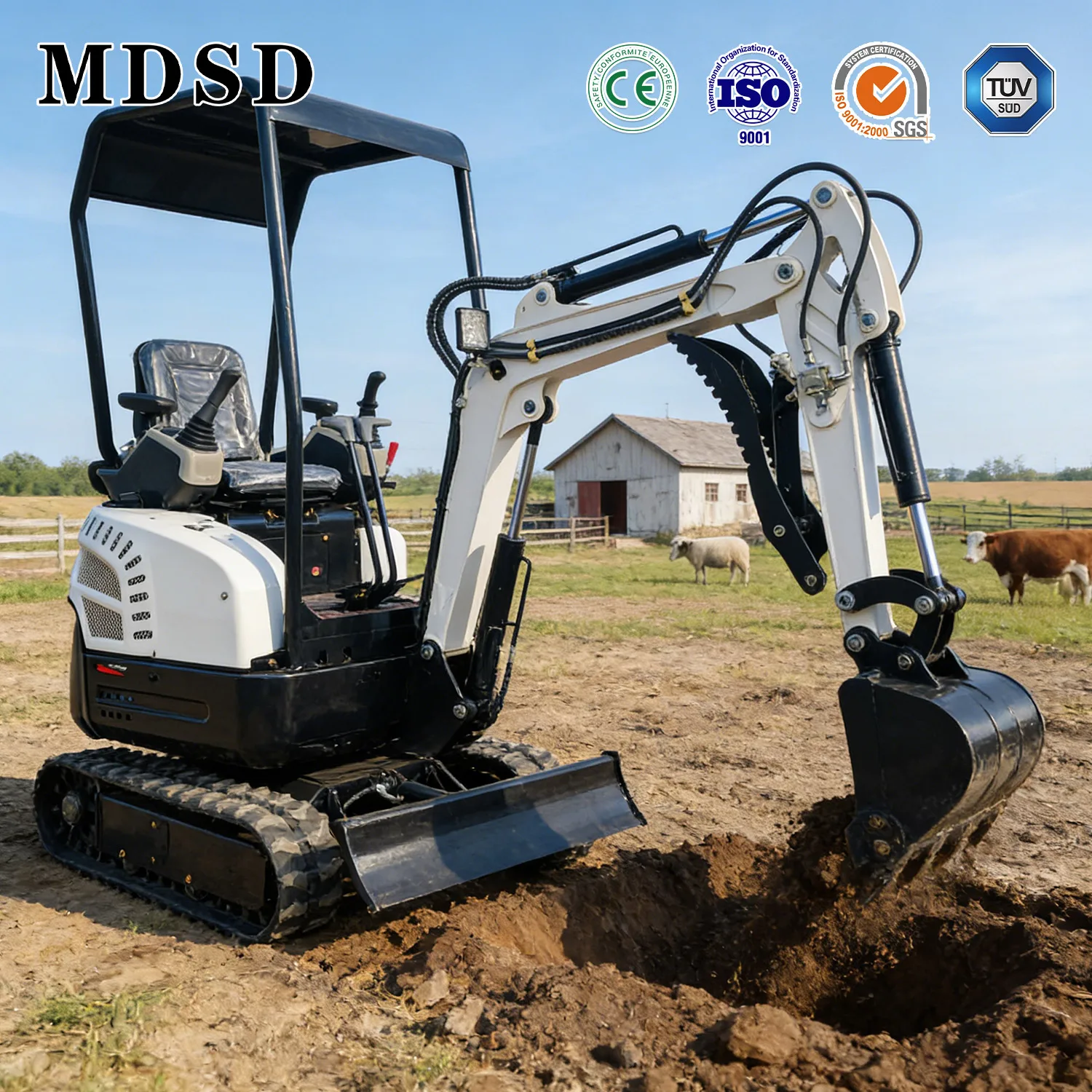 Фото Мини-экскаватор 3 тонны с двигателем Kubota, гидравлический микро-экскаватор для сельского хозяйства и строительства, полный комплект аксессуаров №1