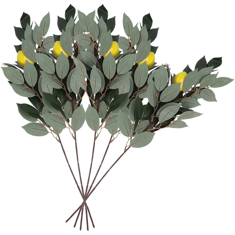 

Picks Lemon Artificial Leaves Branches Decorleaffruit Stems Greenery Fake Craft Stem Prop Party Sprayspring Floral Bouquet