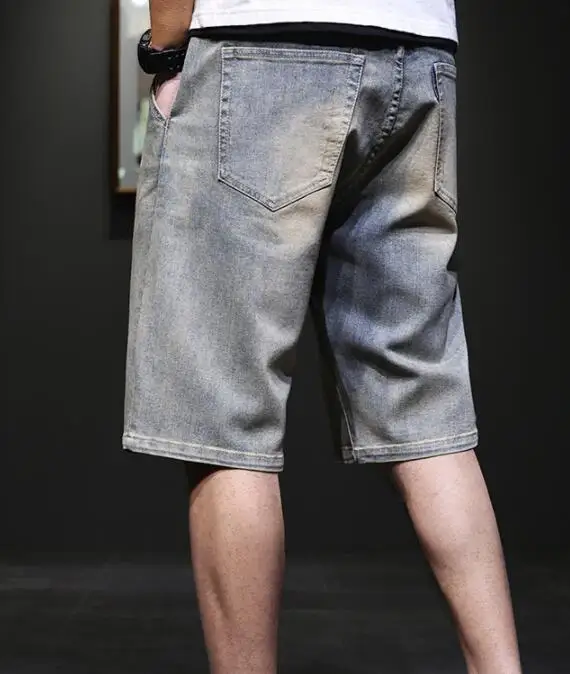 Ripped Jeans Fashion Mens Jeans Streetwear Retro Ripped Hole Jean Shorts Men Summer Denim Knee Length Boardshorts