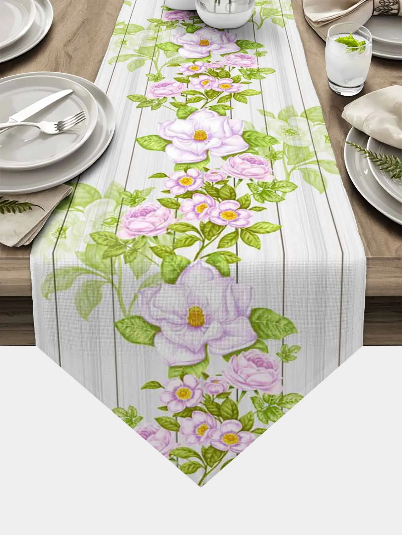 

Wood Grain Flower Table Runners Wedding Table Decoration Coffee Table Home Decor Printed Tablecloth for Kitchen Table Runners