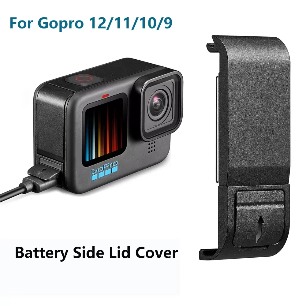 Откидная Крышка батарейного отсека для GoPro Hero 11 10 9 черная Съемная с портом