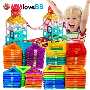 Bloques de construcción magnéticos de gran tamaño y tamaño Mini para niños, conjunto de construcción de diseño, regalos, Juguetes 1