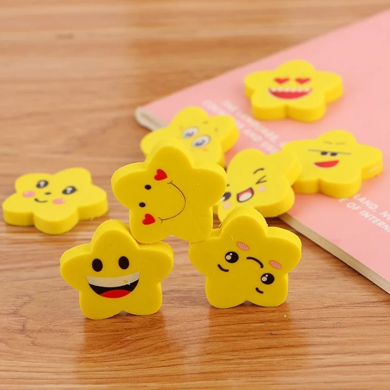 

1PCS Creative cartoon star expression eraser environmental protection learning stationery eraser students prizes gift eraser