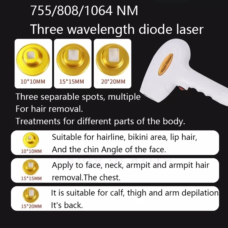 Diode Laser 755 808 1064nm Multi Wavelengths Hair Removal Machine Cooling Head Painless Laser Epilator Face Body Hair Removal