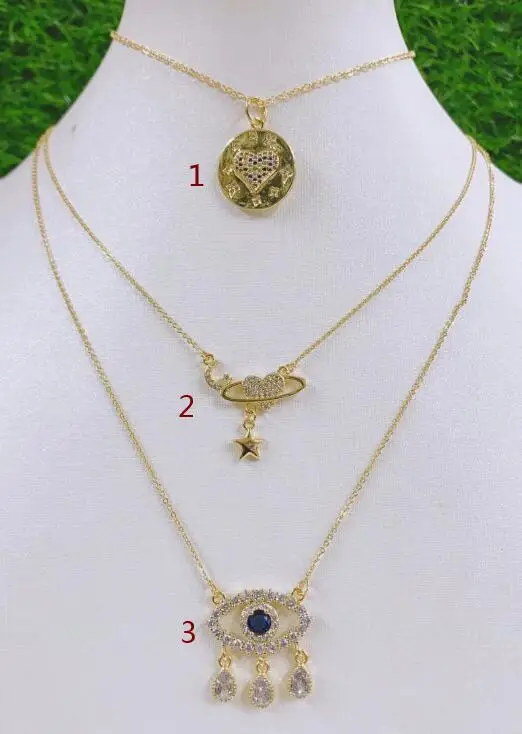 

1 шт. цепочка космический глаз ожерелье Кулон позолоченный медный Циркон принадлежности для ювелирных изделий ожерелье оптовая продажа df3s