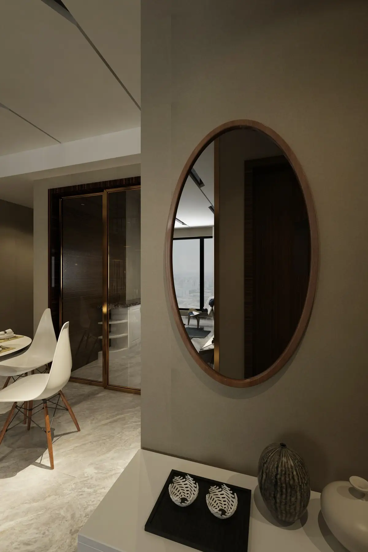 

Ellipse Decorative Console Mirror Walnut