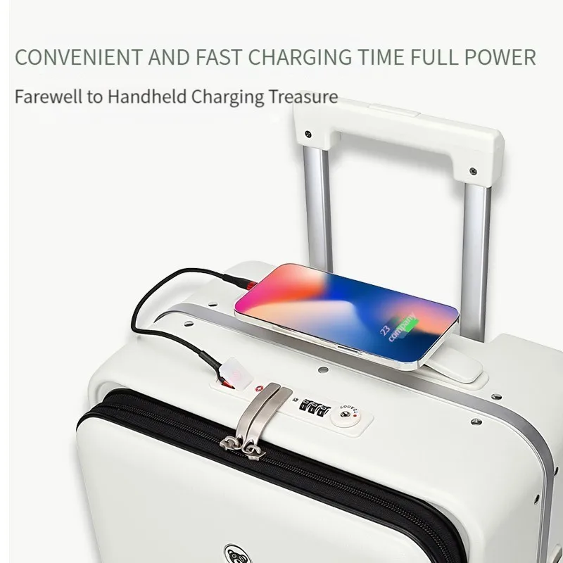 MiFuny Rolling Luggage Aluminum Frame Suitcase Multifunction Luggage Universal Wheel Trolley Boarding Password Box 18 20 24 Inch